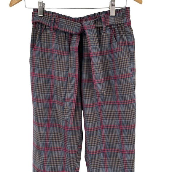 2/$30 Altar'd State Plaid Print Waist Tie High Waisted Cropped Trouser Pants - Picture 3 of 10